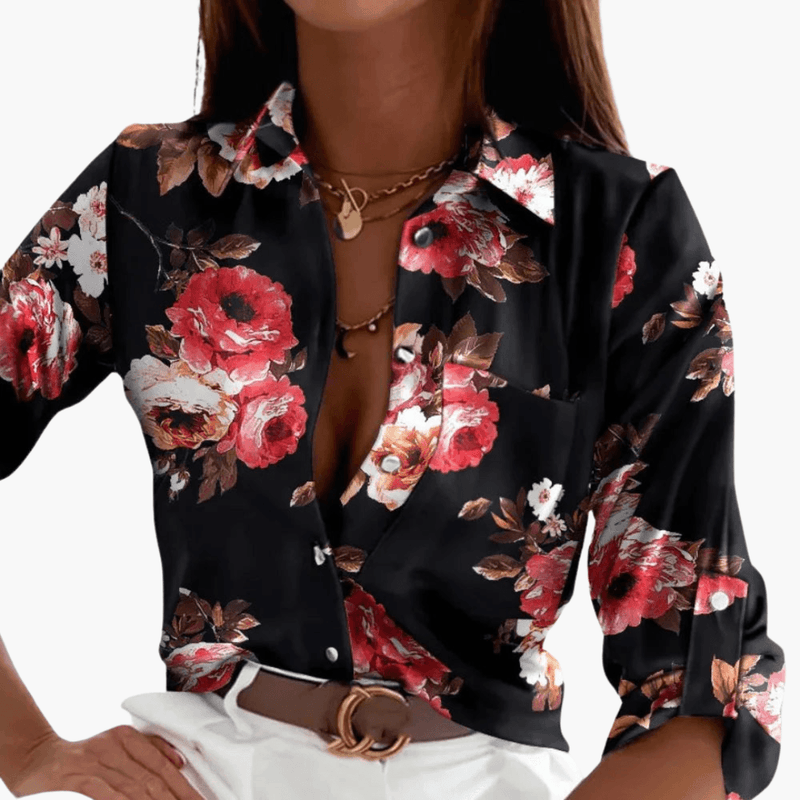 Luna Women's Blouse | Classic Long Sleeve Crew Neck, Woven Fabric 2
