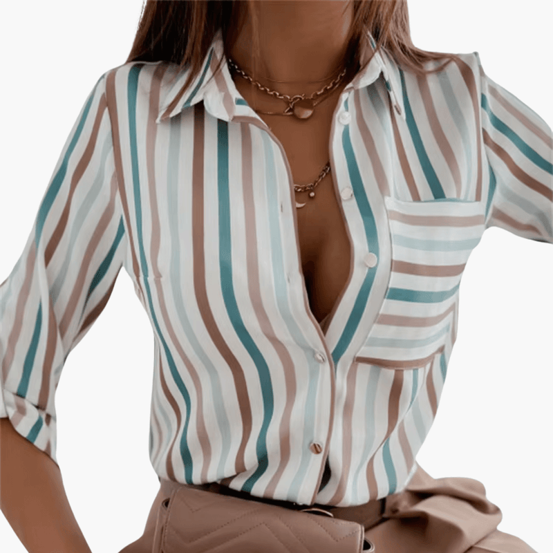 Luna Women's Blouse | Classic Long Sleeve Crew Neck, Woven Fabric 4