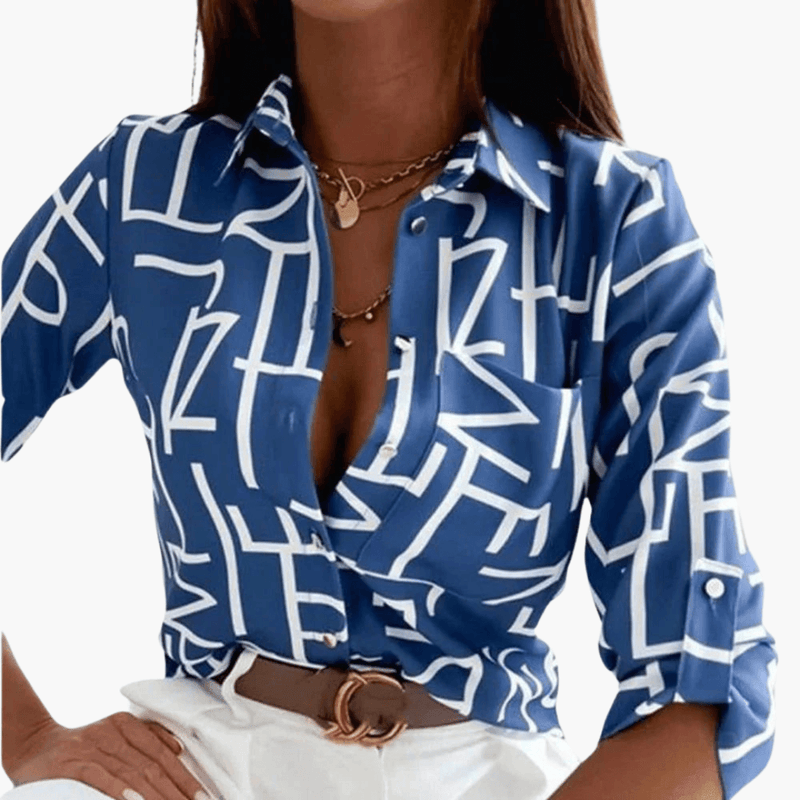 Luna Women's Blouse | Classic Long Sleeve Crew Neck, Woven Fabric 7