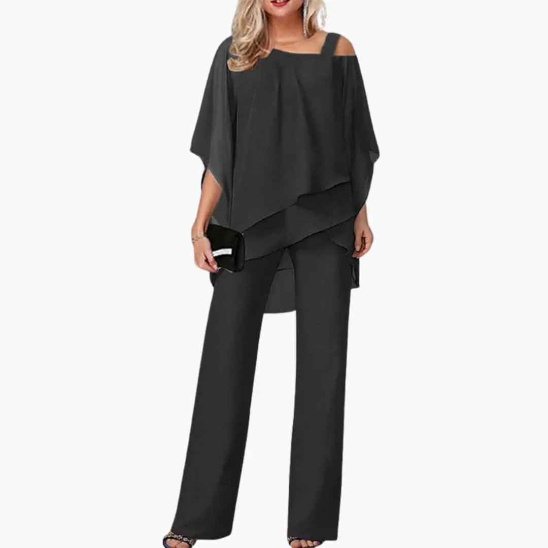 Luna Women's Jumpsuit | Cold Shoulder, Wide Leg 0