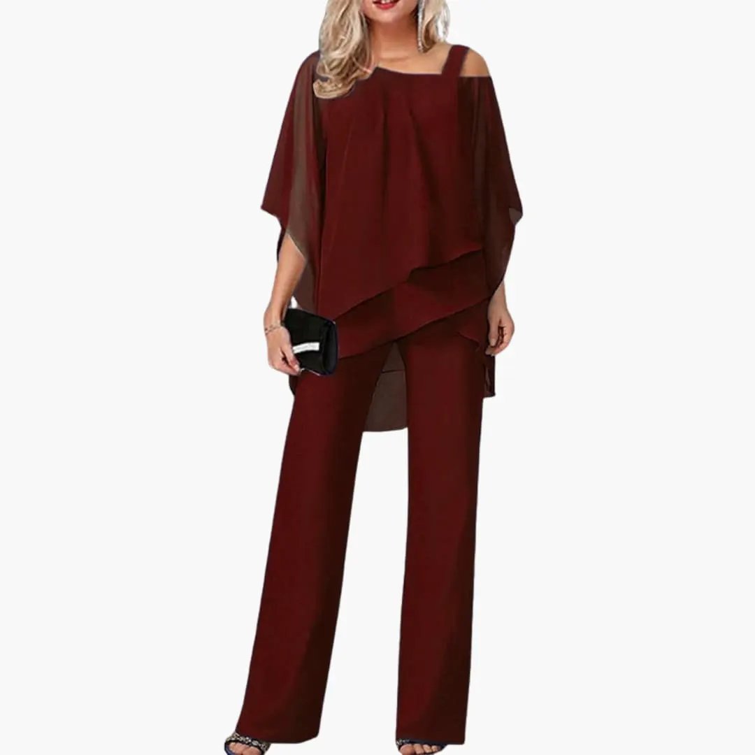 Luna Women's Jumpsuit | Cold Shoulder, Wide Leg 2