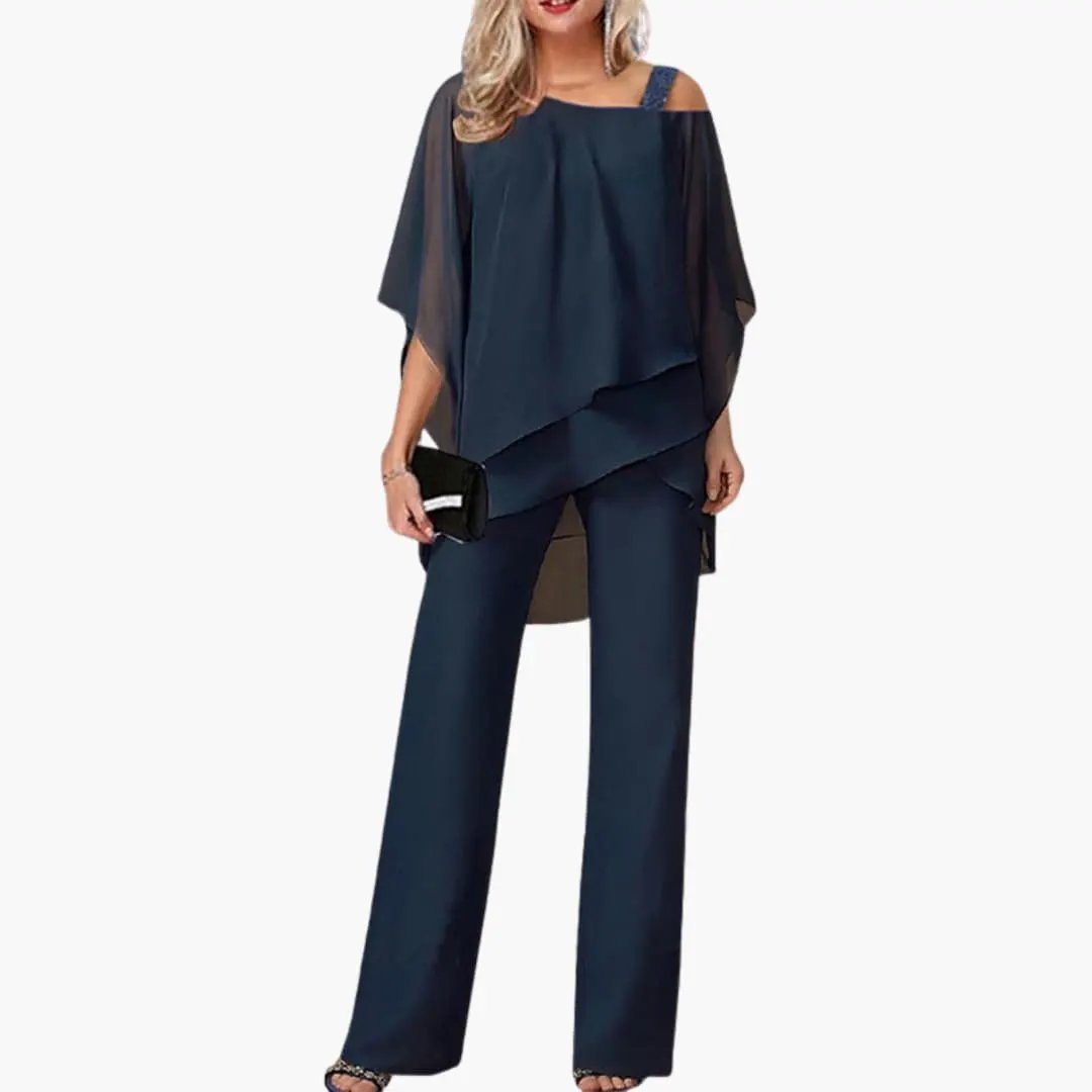 Luna Women's Jumpsuit | Cold Shoulder, Wide Leg 3