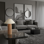 LunaraTextus Natural Rattan Table Lamp - Japandi Linen Shade Bedside Light, E27