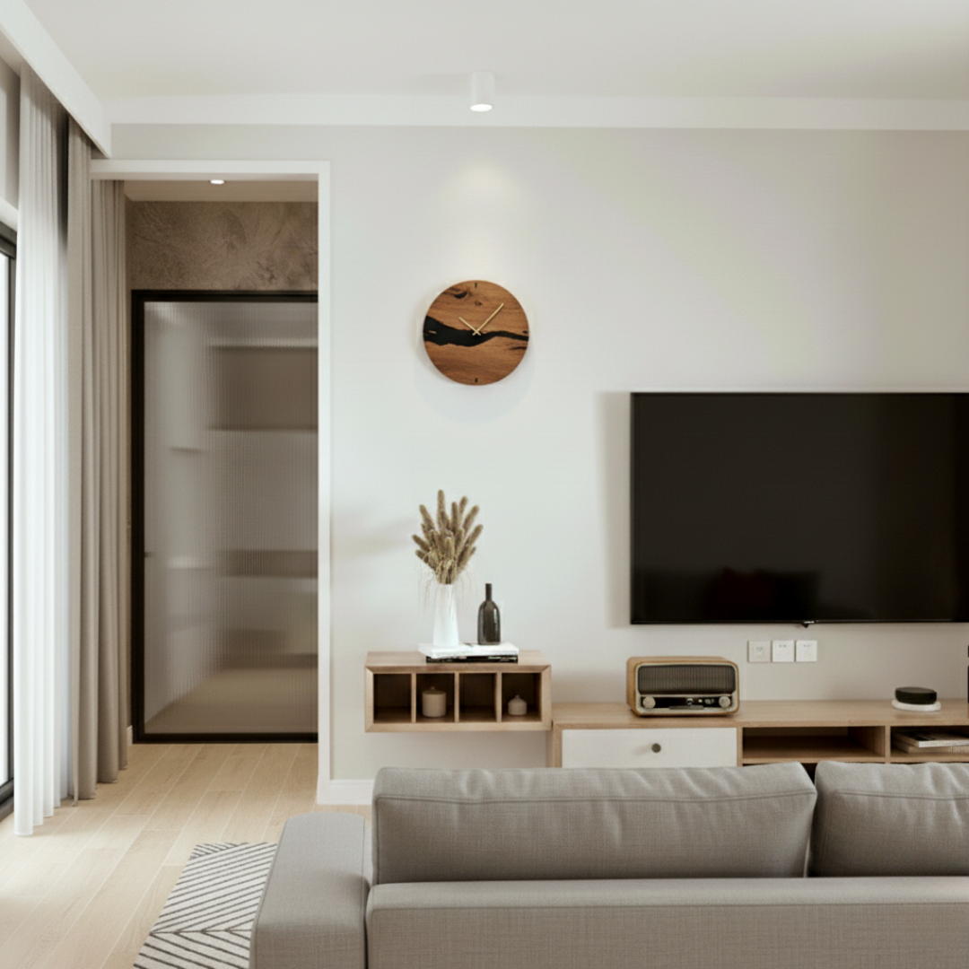 Luxury Walnut Wall Clock - 300mm Round Wood Clock, Numbers or Minimalist Dial Options