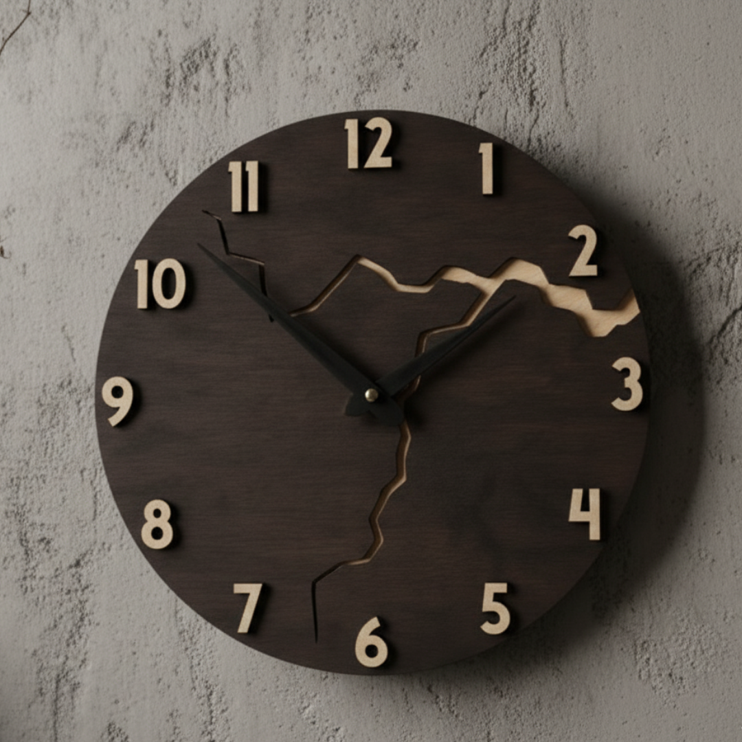 Luxury Walnut Wall Clock - 300mm Round Wood Clock, Numbers or Minimalist Dial Options