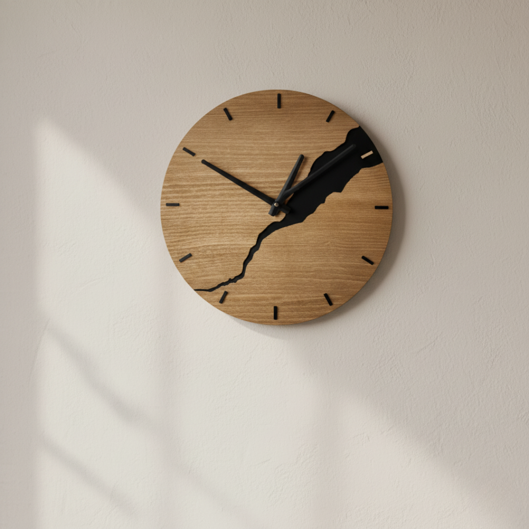 Luxury Walnut Wall Clock - 300mm Round Wood Clock, Numbers or Minimalist Dial Options