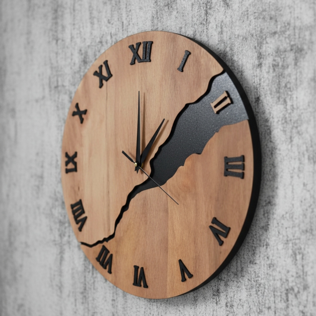 Luxury Walnut Wall Clock - 300mm Round Wood Clock, Numbers or Minimalist Dial Options