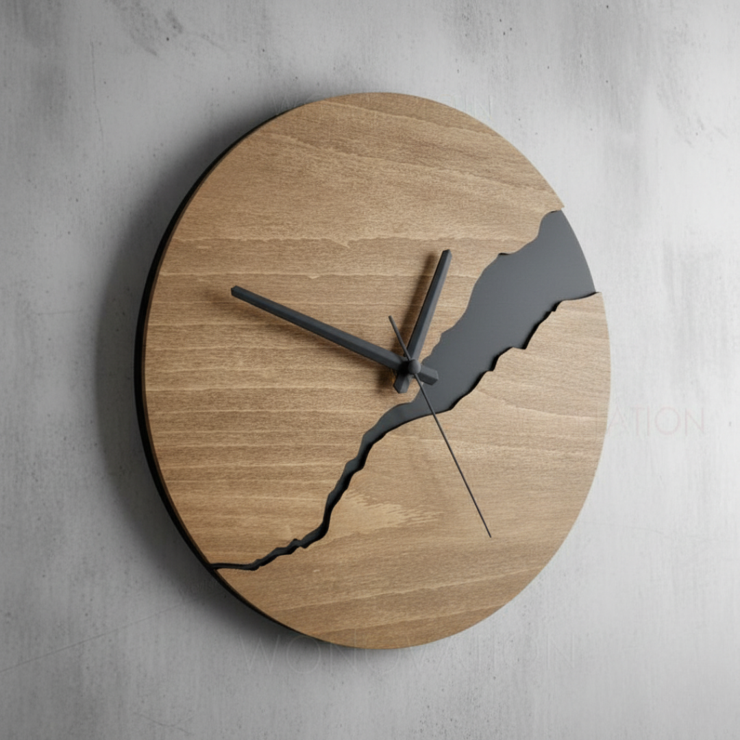 Luxury Walnut Wall Clock - 300mm Round Wood Clock, Numbers or Minimalist Dial Options