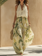 Lysandra - Bohemian Chic Lily Print Halter Set