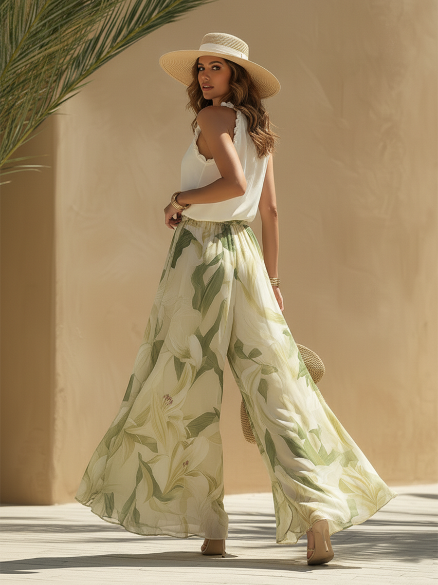 Lysandra - Bohemian Chic Lily Print Halter Set