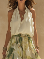 Lysandra - Bohemian Chic Lily Print Halter Set