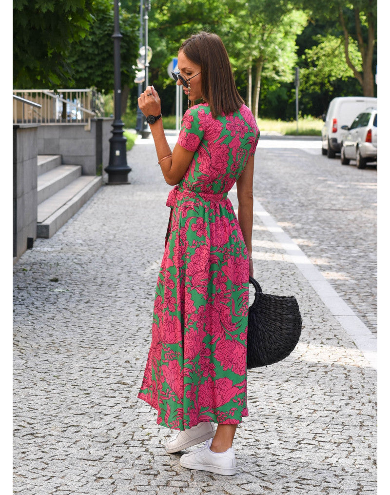 Marlene Women's Midi Dress | Lightweight Floral V-Neck, Summer Essential 0