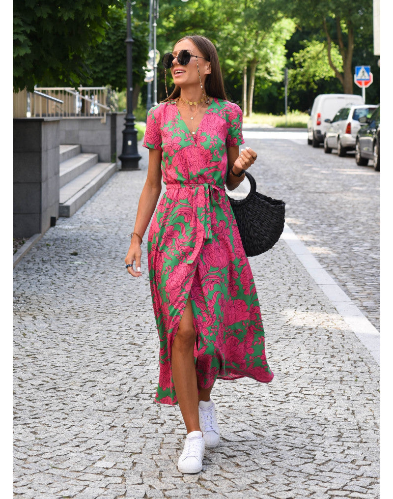 Marlene Women's Midi Dress | Lightweight Floral V-Neck, Summer Essential 1