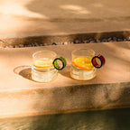 Mediterranean Drinking Glasses Set – 300ml Glassware with Circular Handle in Vibrant Colors for Stylish Dining 1