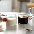 Mediterranean Glassware Drinking Glasses with Ergonomic Handle – 110 ml Coffee and Tea Glass, Minimalist Design 2