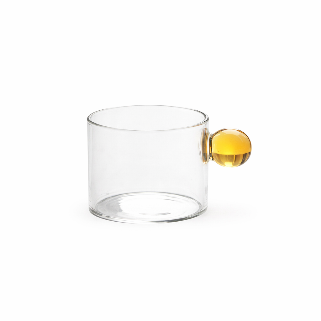 Mediterranean Glassware Drinking Glasses with Ergonomic Handle – 110 ml Coffee and Tea Glass, Minimalist Design 5