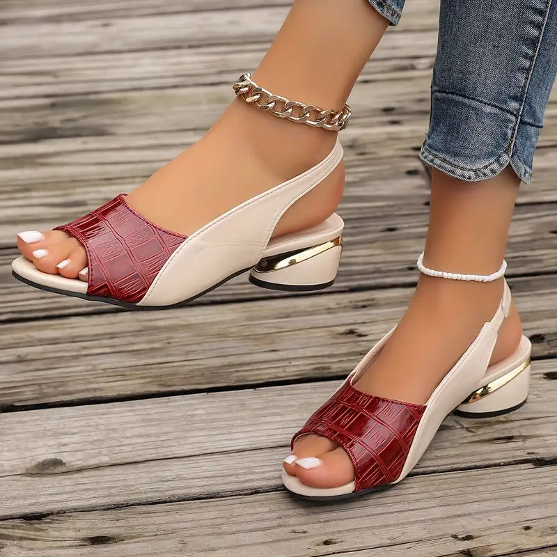 Mela Women's Sandals | Leather, Comfort Design with 1.6 Inch Block Heel 1
