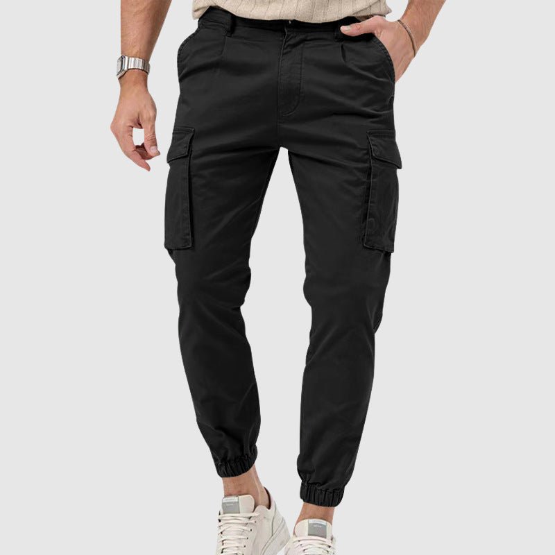 Men’s Black Cargo Pants with Mid-Rise Fit and Straight-Leg Design 2
