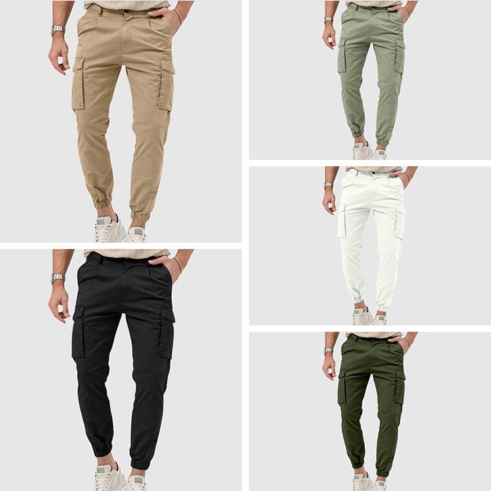 Men’s Black Cargo Pants with Mid-Rise Fit and Straight-Leg Design 6