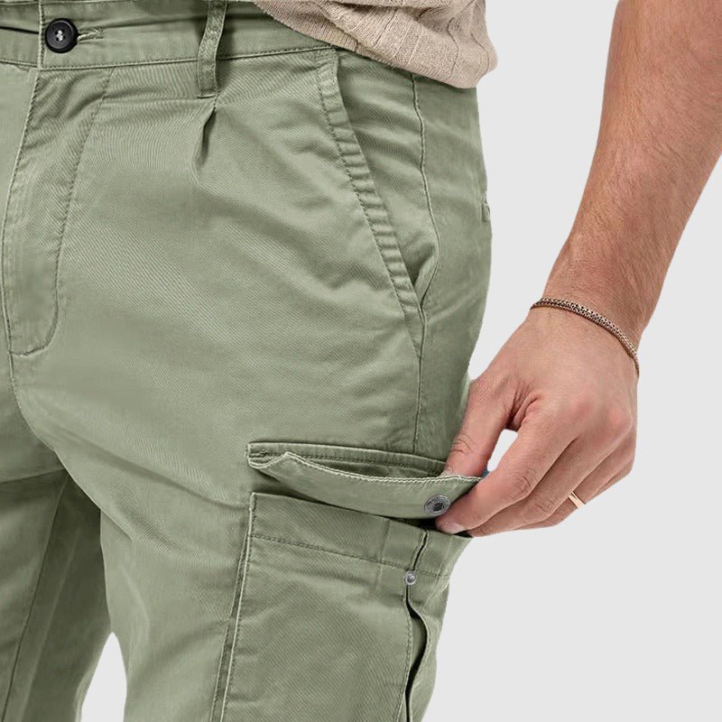 Men’s Black Cargo Pants with Mid-Rise Fit and Straight-Leg Design 7