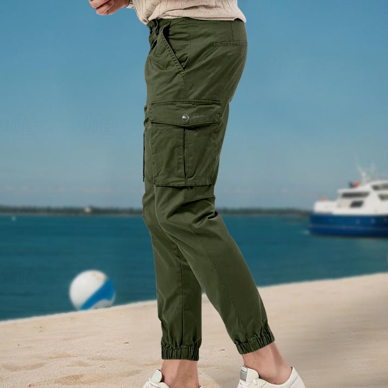 Men’s Black Cargo Pants with Mid-Rise Fit and Straight-Leg Design 8