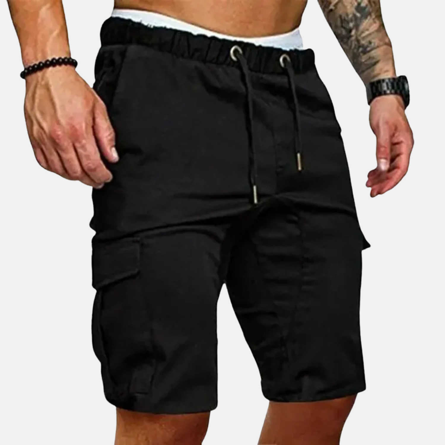 Men's Cargo Shorts with Adjustable Drawstring and Multiple Pockets in Lightweight Fabric 0