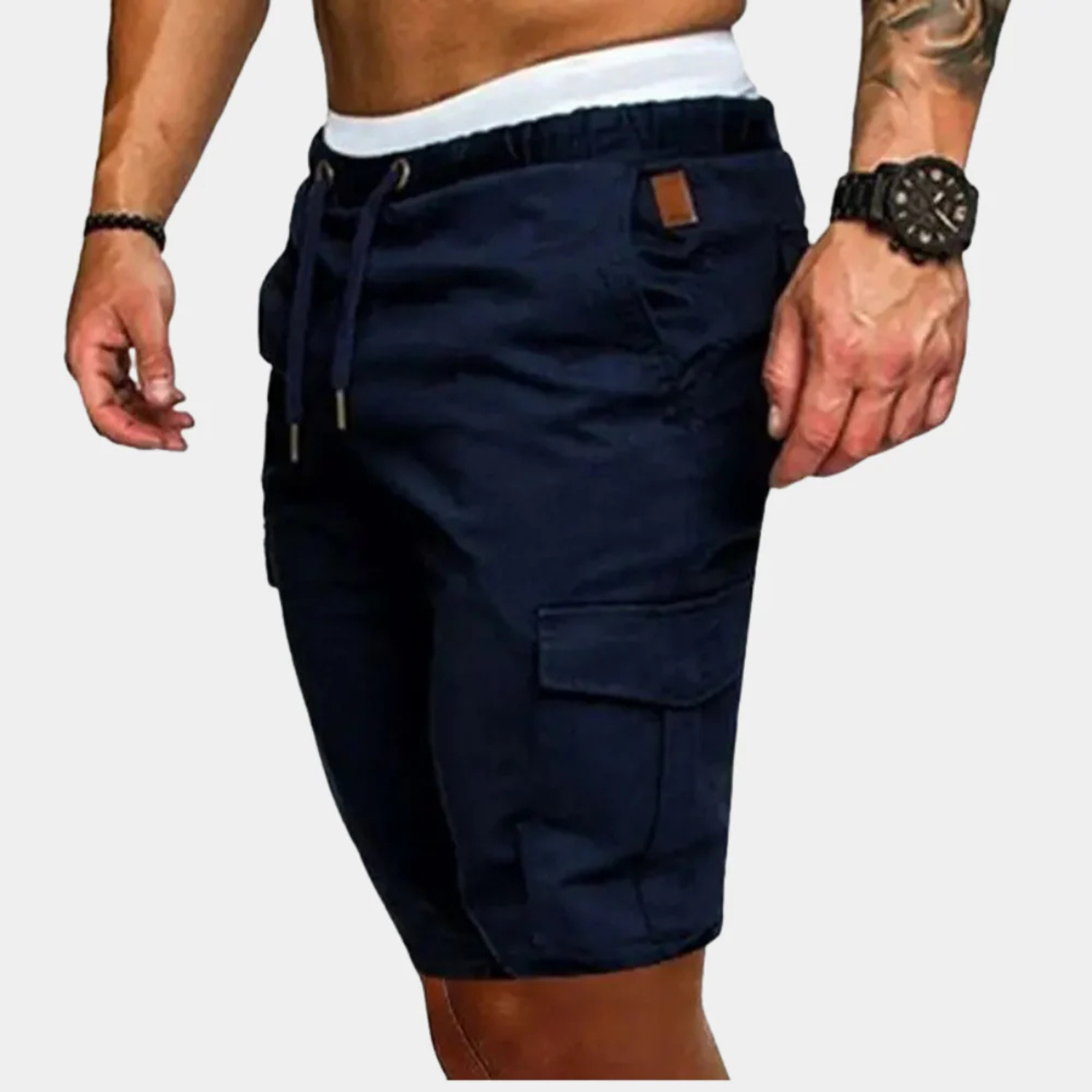 Men's Cargo Shorts with Adjustable Drawstring and Multiple Pockets in Lightweight Fabric 1
