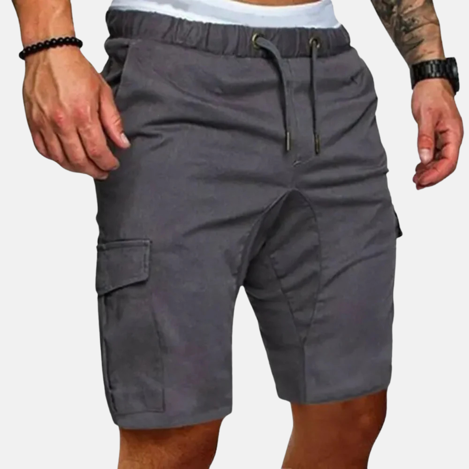 Men's Cargo Shorts with Adjustable Drawstring and Multiple Pockets in Lightweight Fabric 2