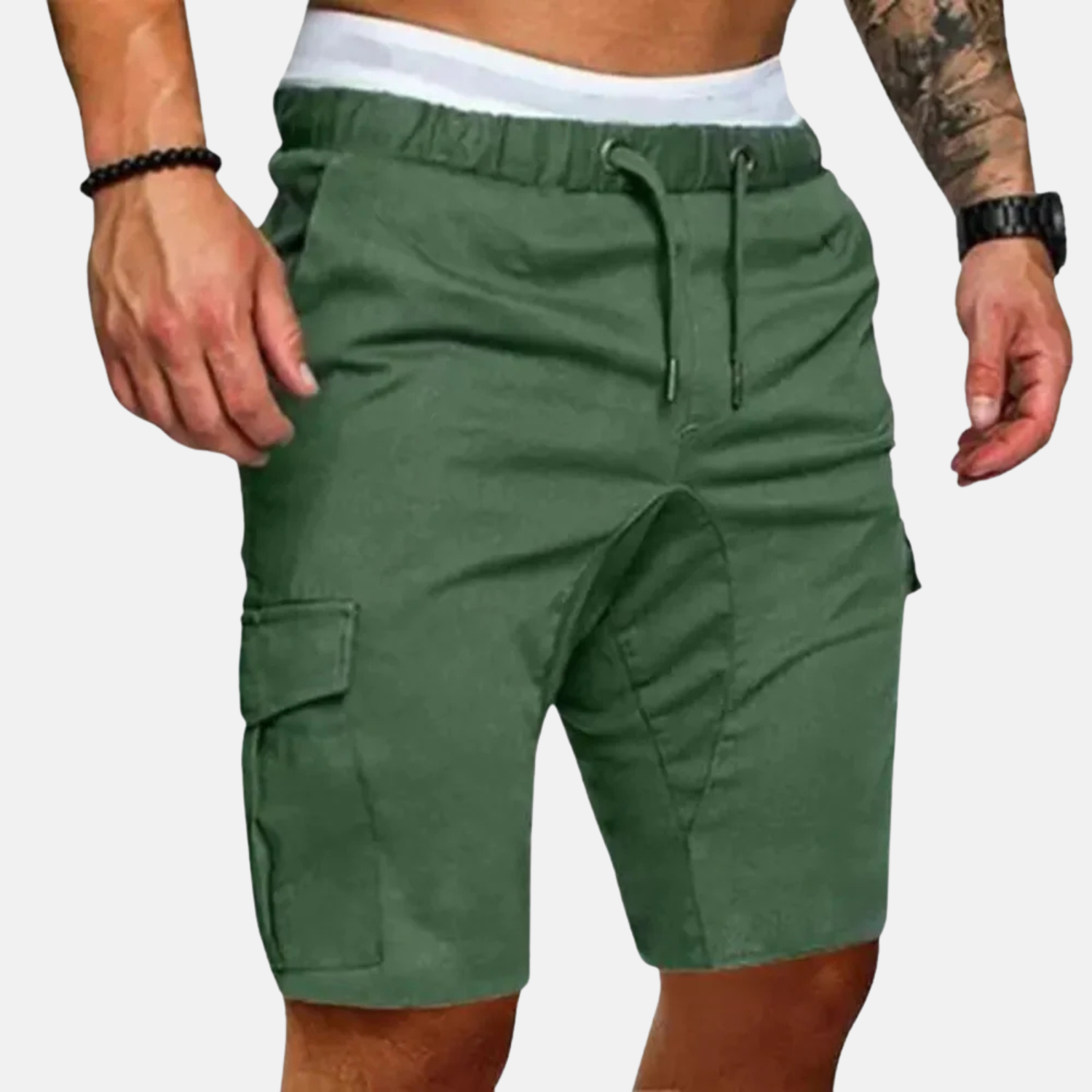 Men's Cargo Shorts with Adjustable Drawstring and Multiple Pockets in Lightweight Fabric 3