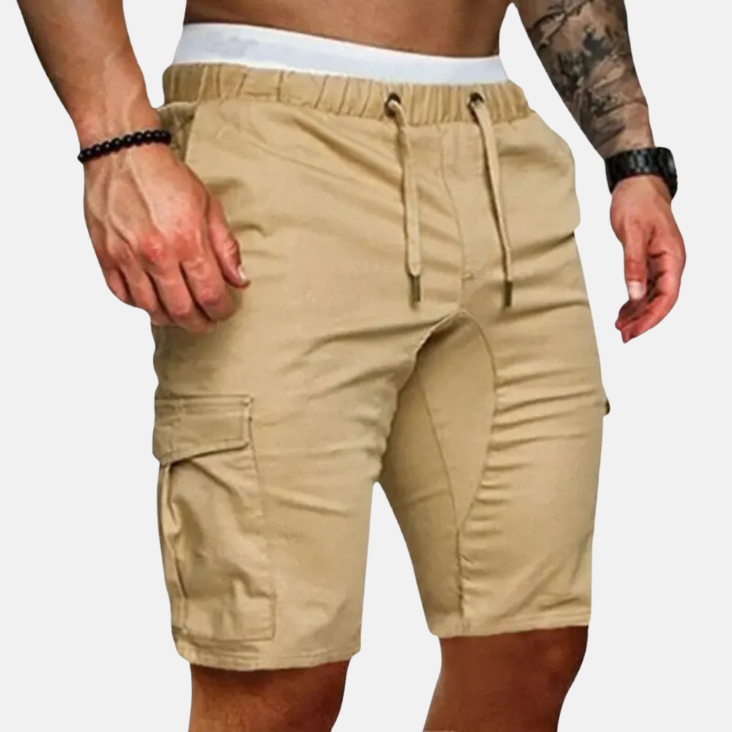 Men's Cargo Shorts with Adjustable Drawstring and Multiple Pockets in Lightweight Fabric 4