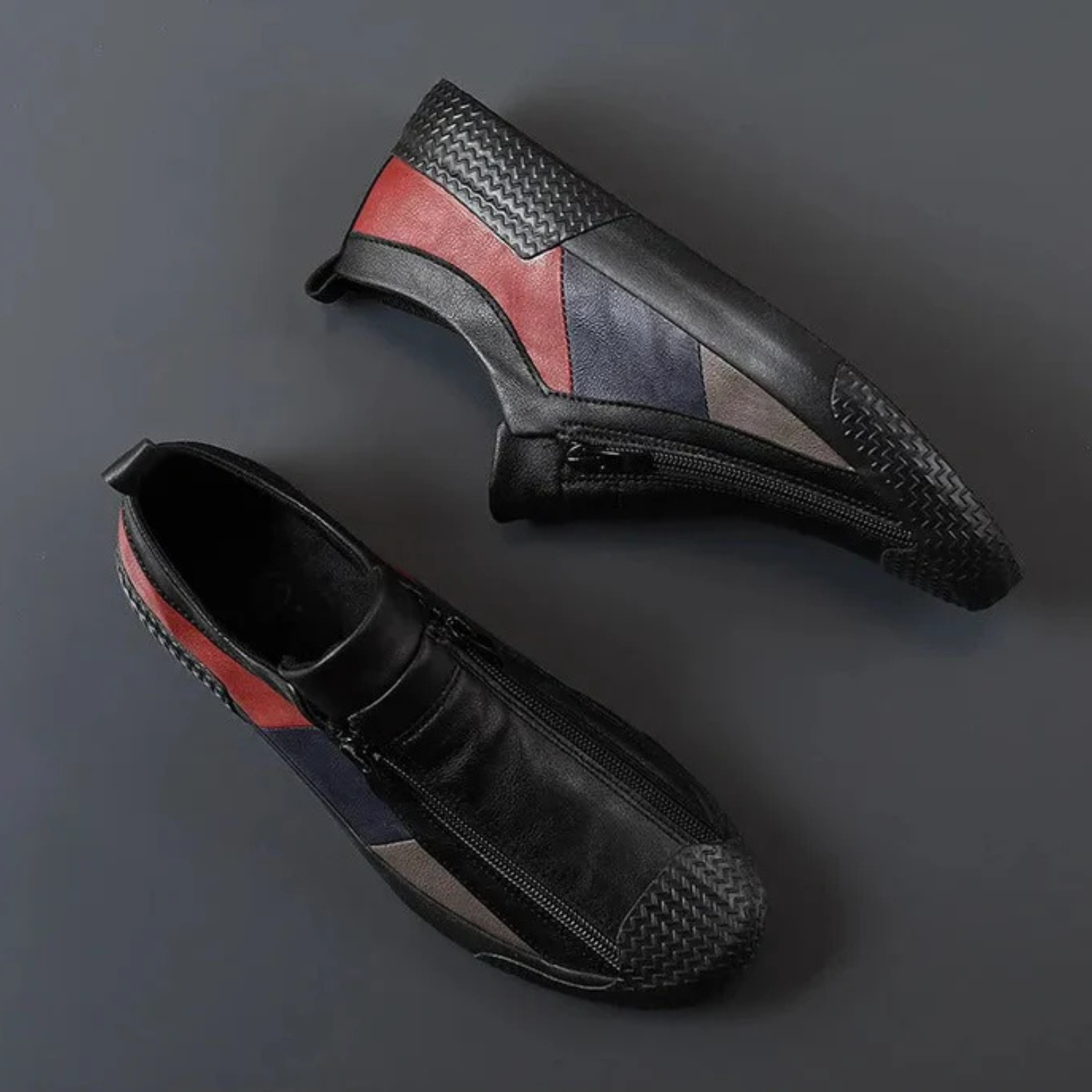 Men’s Casual Colorblock Sneakers with Zip-Up Closure and Lightweight Design 2