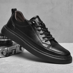 Men's Casual Leather Lace-Up Shoes with Cushioned Insole and Modern Design 0