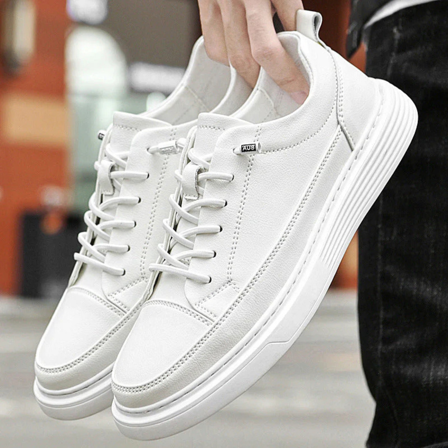 Men's Casual Leather Lace-Up Shoes with Cushioned Insole and Modern Design 4