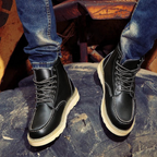 Men's Classic Leather Lace-Up Shoes with Rugged Design and Cushioned Insole 0