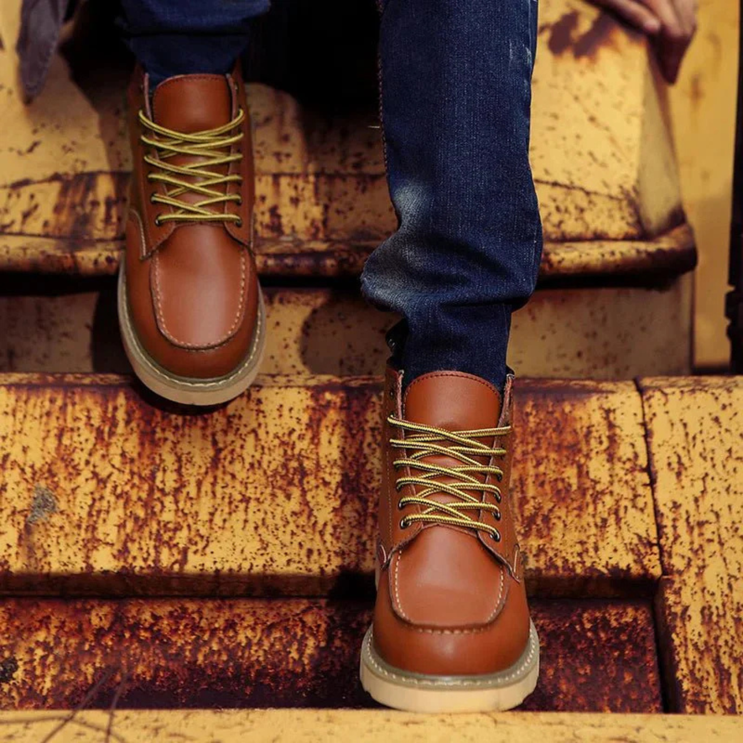 Men's Classic Leather Lace-Up Shoes with Rugged Design and Cushioned Insole 1