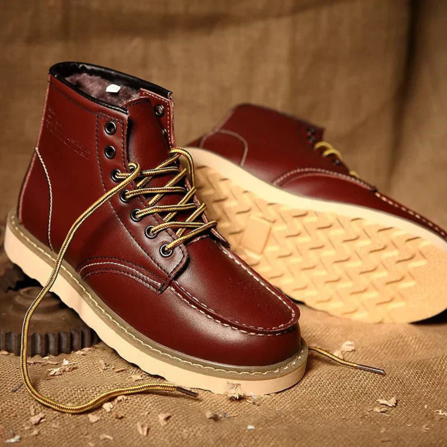 Men's Classic Leather Lace-Up Shoes with Rugged Design and Cushioned Insole 3