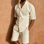 Men’s Lightweight Button-Up Shirt and Shorts Set with Relaxed Fit 04