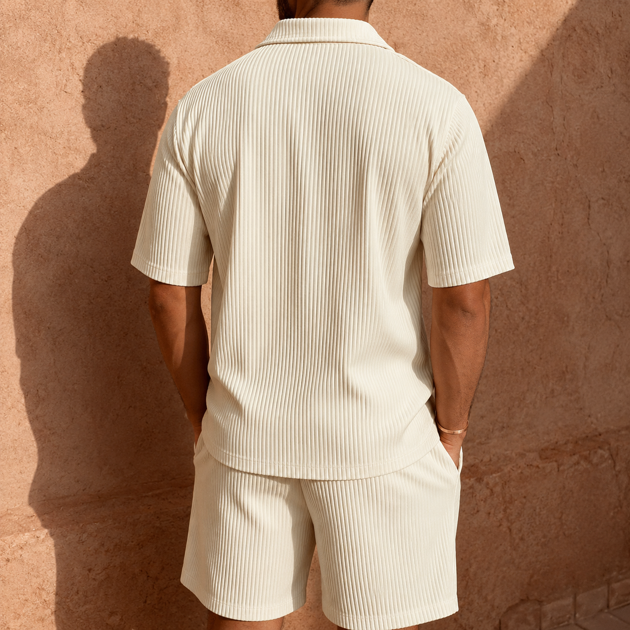Men’s Lightweight Button-Up Shirt and Shorts Set with Relaxed Fit 02