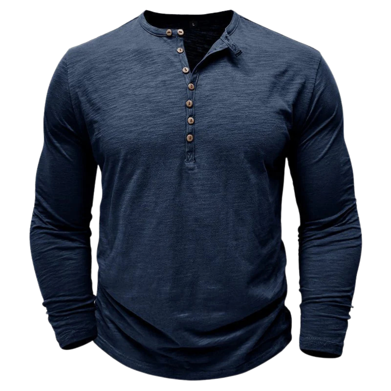 Men's Long-Sleeve Henley Shirt in Soft Cotton-Blend with Relaxed Fit 0