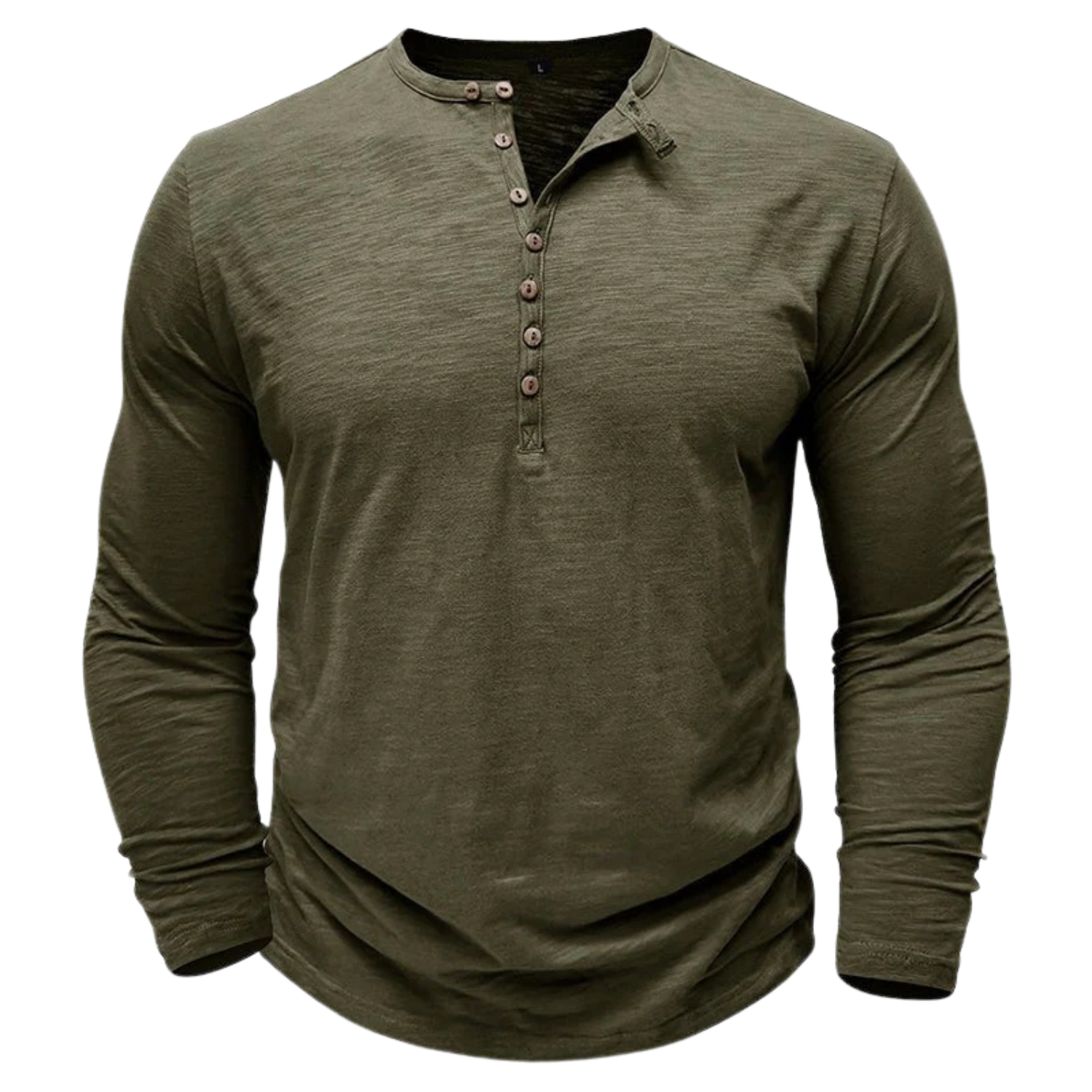 Men's Long-Sleeve Henley Shirt in Soft Cotton-Blend with Relaxed Fit 1