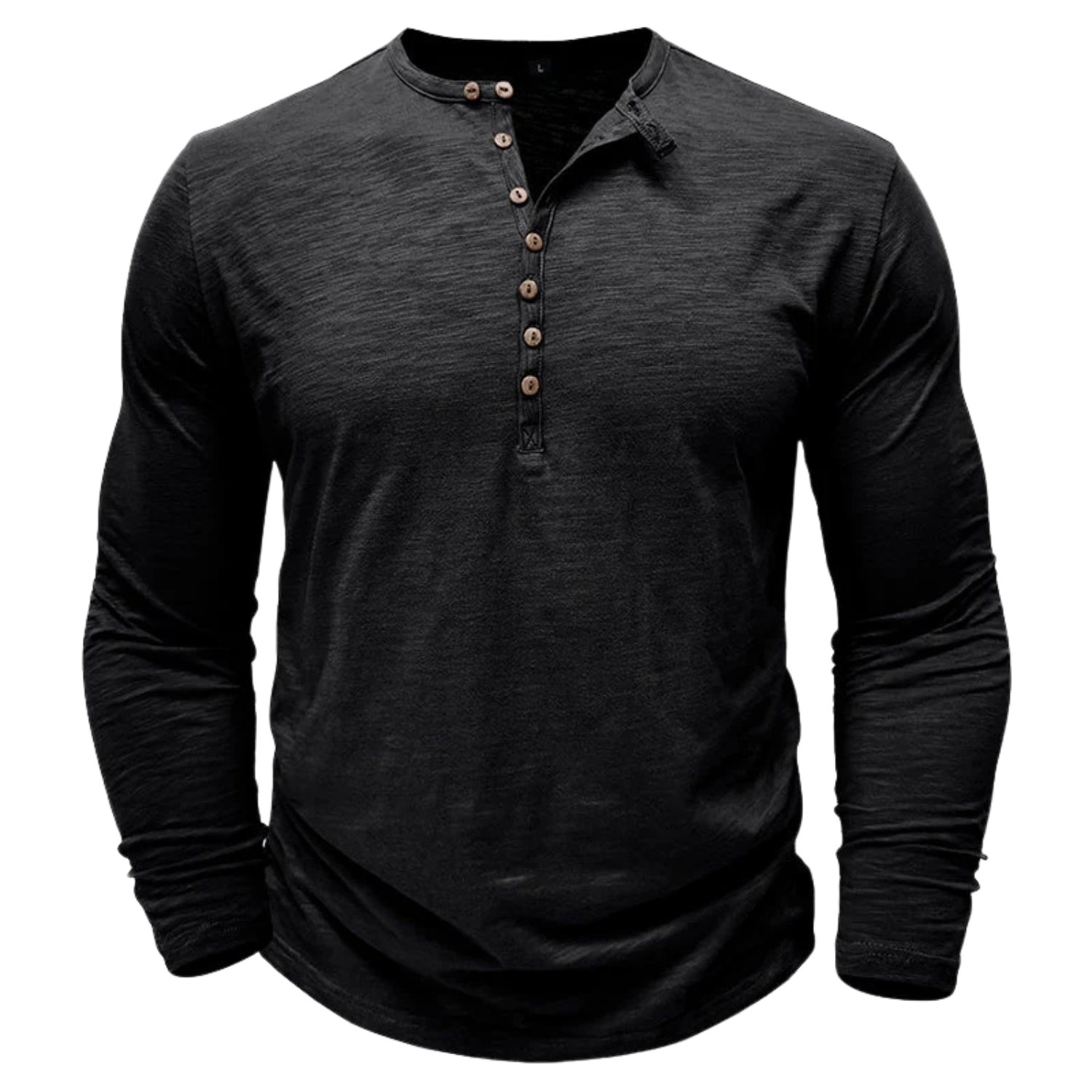 Men's Long-Sleeve Henley Shirt in Soft Cotton-Blend with Relaxed Fit 2
