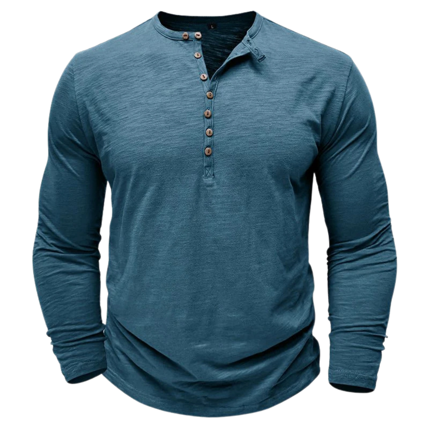 Men's Long-Sleeve Henley Shirt in Soft Cotton-Blend with Relaxed Fit 3