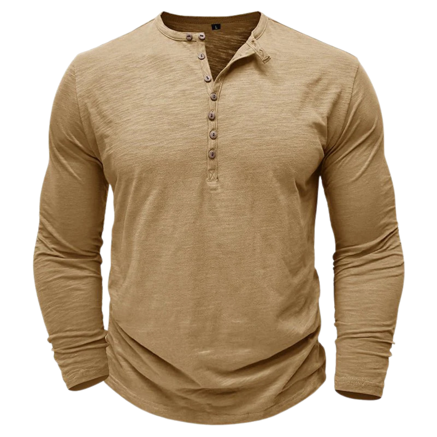 Men's Long-Sleeve Henley Shirt in Soft Cotton-Blend with Relaxed Fit 4