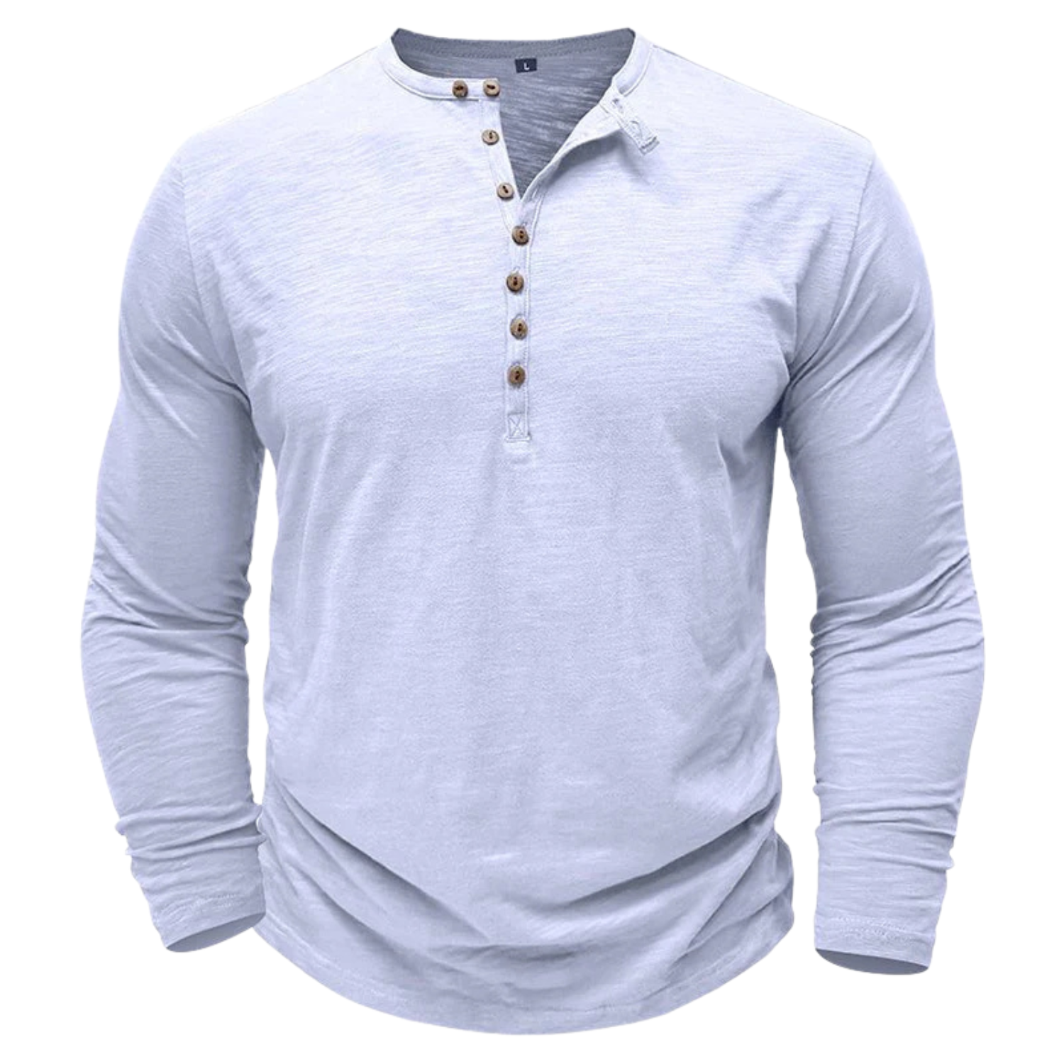 Men's Long-Sleeve Henley Shirt in Soft Cotton-Blend with Relaxed Fit 5