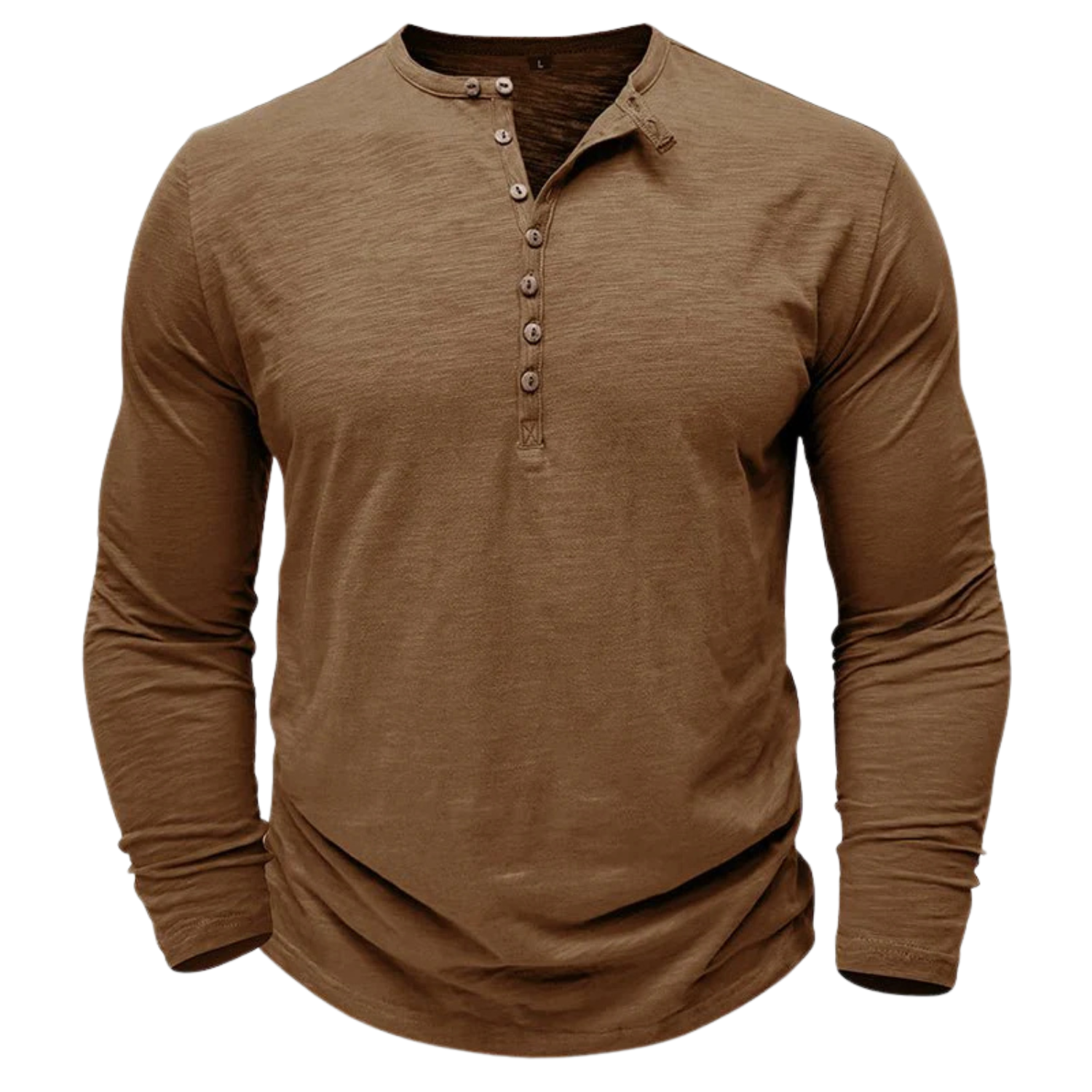 Men's Long-Sleeve Henley Shirt in Soft Cotton-Blend with Relaxed Fit 6