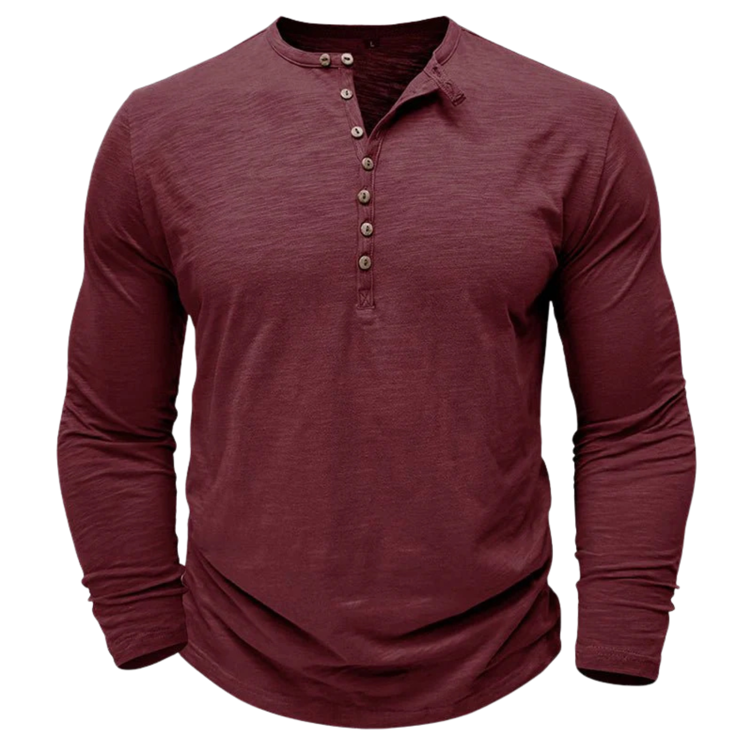Men's Long-Sleeve Henley Shirt in Soft Cotton-Blend with Relaxed Fit 8