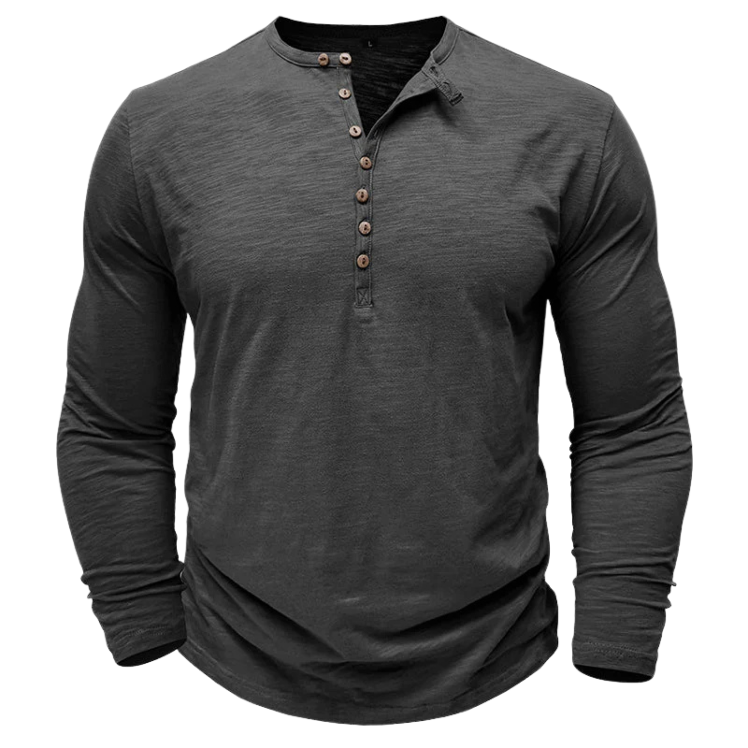 Men's Long-Sleeve Henley Shirt in Soft Cotton-Blend with Relaxed Fit 9