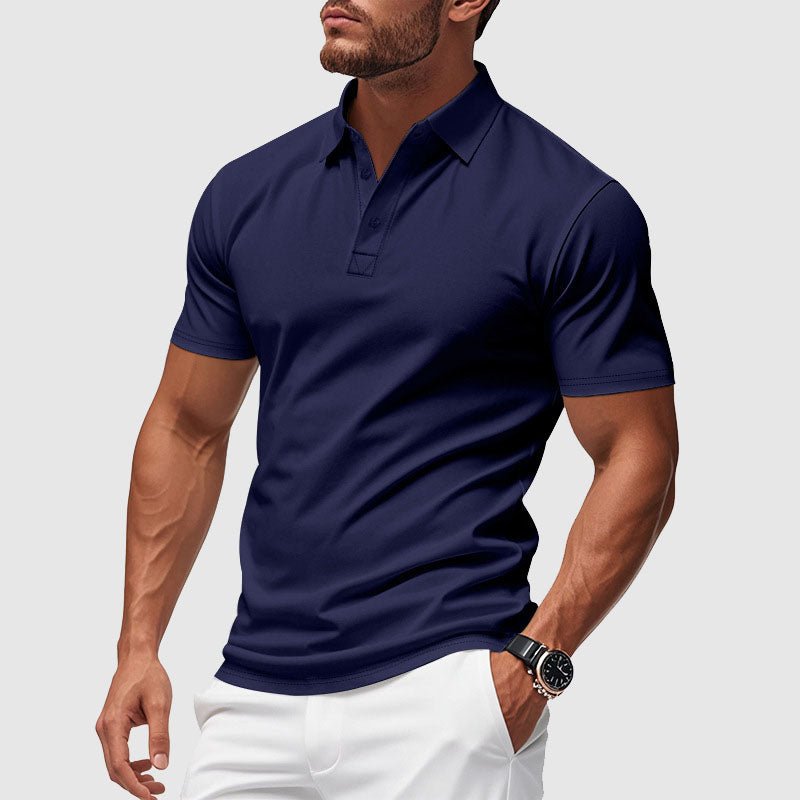 Men's Performance Polo Shirt in Azure with Turn-Down Collar 1