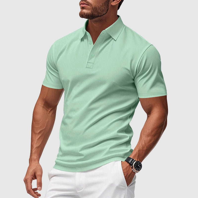Men's Performance Polo Shirt in Azure with Turn-Down Collar 2