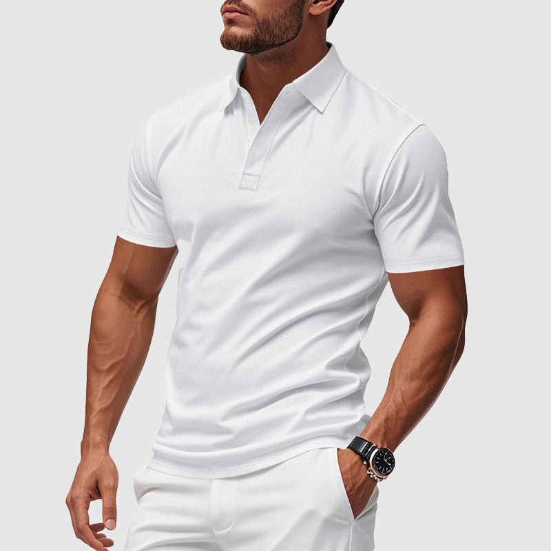 Men's Performance Polo Shirt in Azure with Turn-Down Collar 3